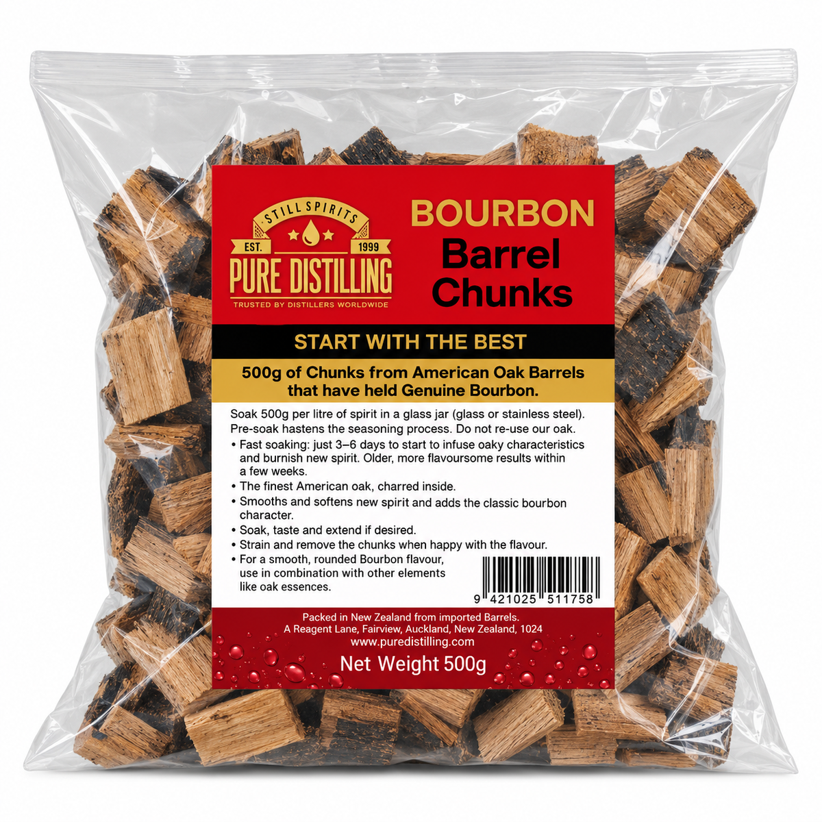 Bourbon Barrel Chunks (500gm) Pure Distilling