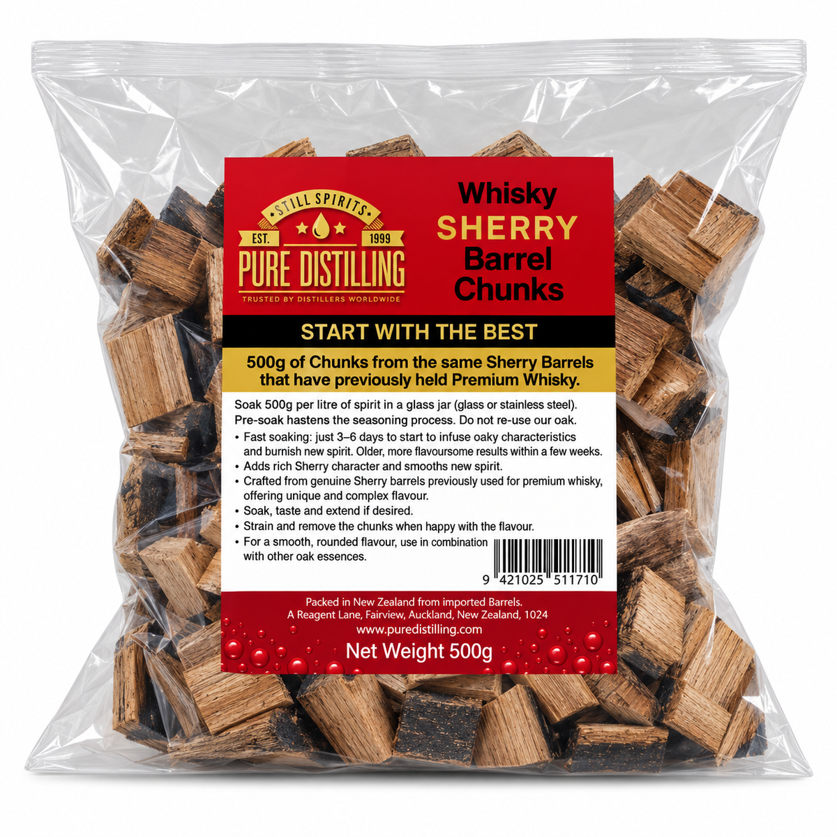 Whisky Sherry Barrel Chunks (500g) Pure Distilling