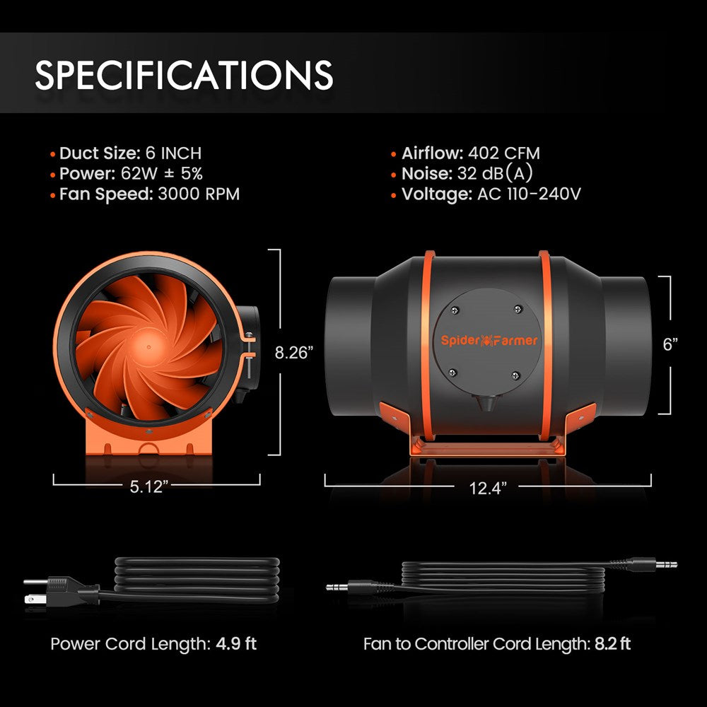 Spider Farmer Inline Fan 150mm