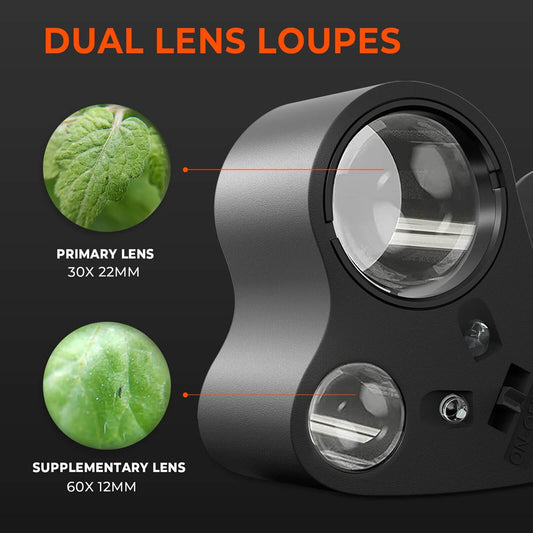 Spider Farmer 30X-60X Jewelers Loupe Magnifier With LED Light