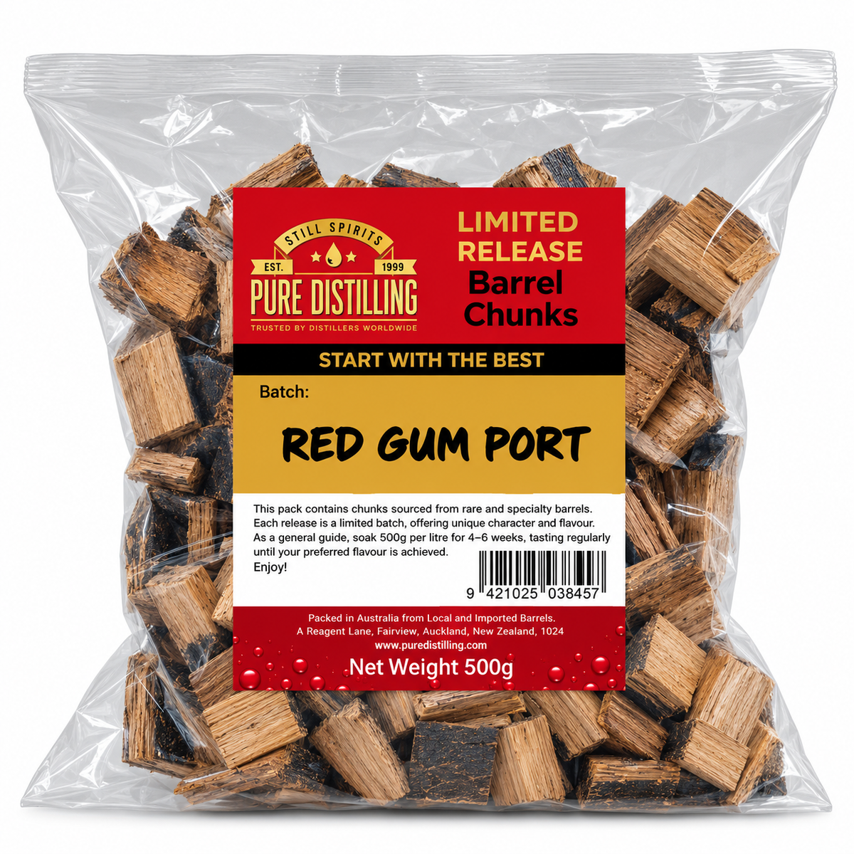 Red Gum Port Barrel Chunks (500g) Pure Distilling Limited Release