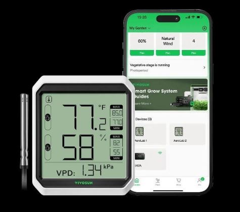 VIVOSUN AEROLAB BLUETOOTH HYGROMETER THERMOMETER AND EXTERNAL SENSOR