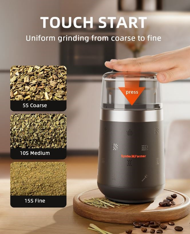 Spider Farmer Electric Herb & Spice Grinder with Removable Stainless Steel Bowl